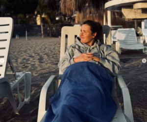 Olga Frycz z rodziną na wakacjach