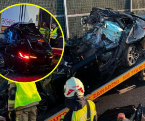 Drogowa tragedia pod Warszawą. Z auta został tylko wrak