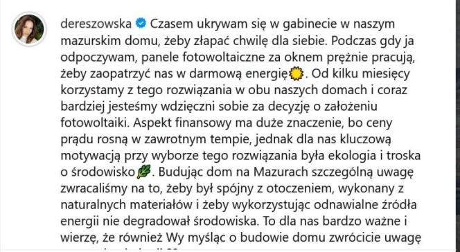 Dereszowska uciekła z Warszawy. Tak wygląda jej tajny azyl na Mazurach