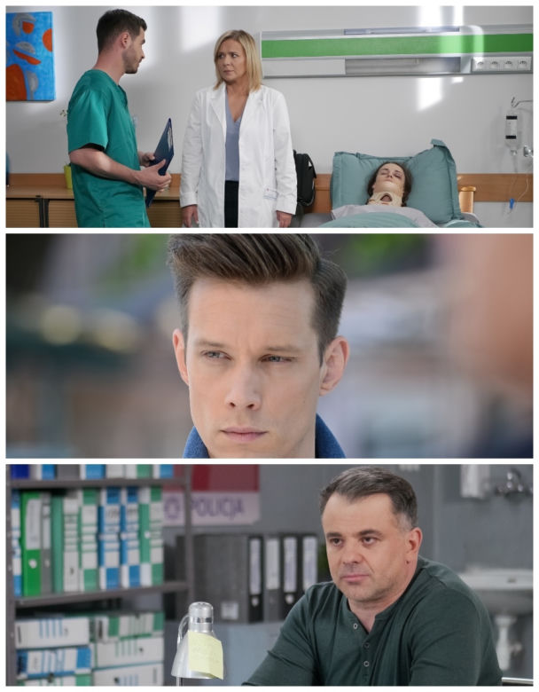 Pierwsza miłość, odcinek 3278, Piotrek (Michał Mikołajczak), Hubert (Rafał Szałajko), Marysia (Aneta Zjąc), Melka (Ewa Jakubowska)