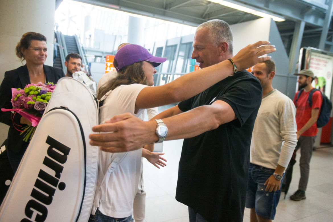 Iga Świątek i jej tata Tomasz Świątek