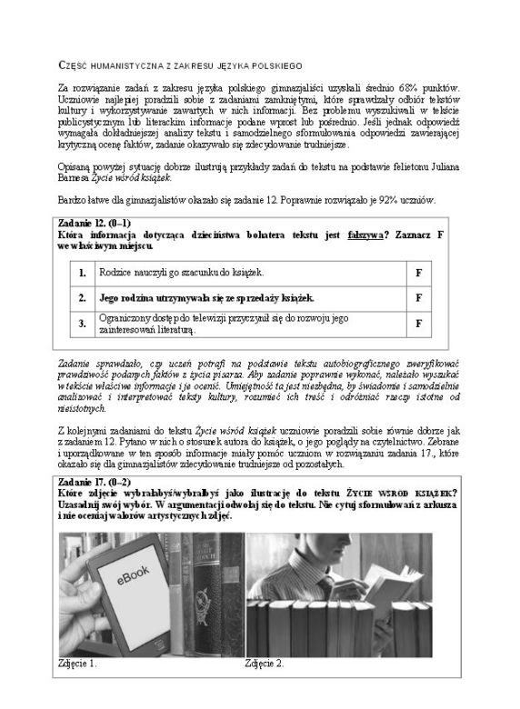 Wyniki egzaminu gimnazjalnego 2014 - wstępny raport CKE
