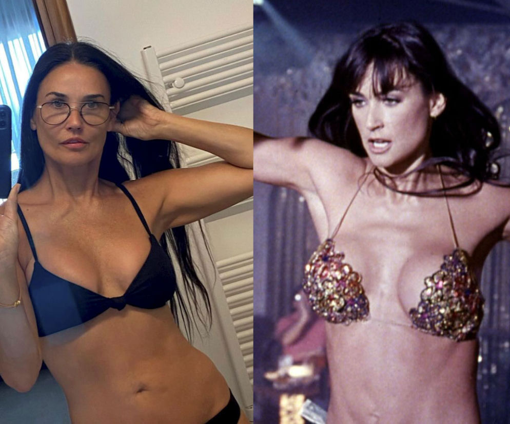 Zrobiła striptiz po 25 latach! Demi Moore pokazała się w bikini. Wygląda na 59 lat?