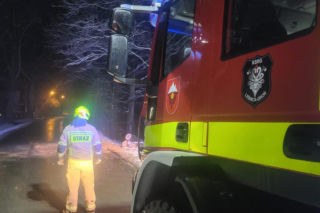 Śnieg przewrócił drzewo i zerwał linię energetyczną