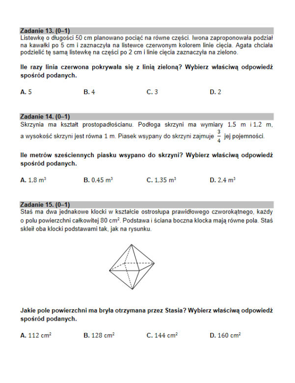 Egz ósmoklasisty 2021 matematyka