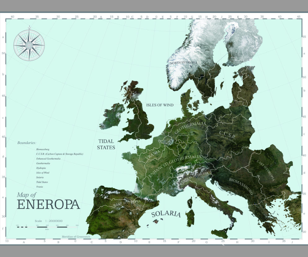 Eneropa - mapa z projektu Roadmap 2050