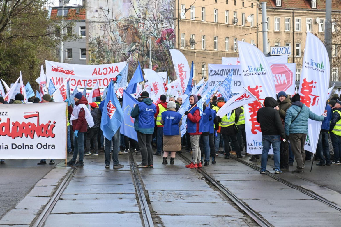 Protest związkowców w Szczecinie