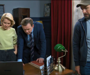 Barwy szczęścia odc. 2625. policjant Kodur (Oskar Stoczyński),Bożena (Marieta Żukowska), Bruno (Lesław Żurek)