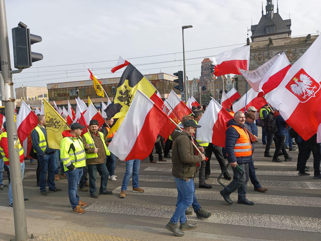 Protest rolników w Pomorskiem. Blokady na drogach krajowych i w centrum Gdańsk