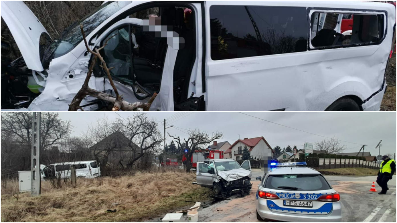 Potężne zderzenie busów pod Końskimi! Czworo dzieci zabrała karetka. Ich kierowca doprowadził do wypadku? [ZDJĘCIA]