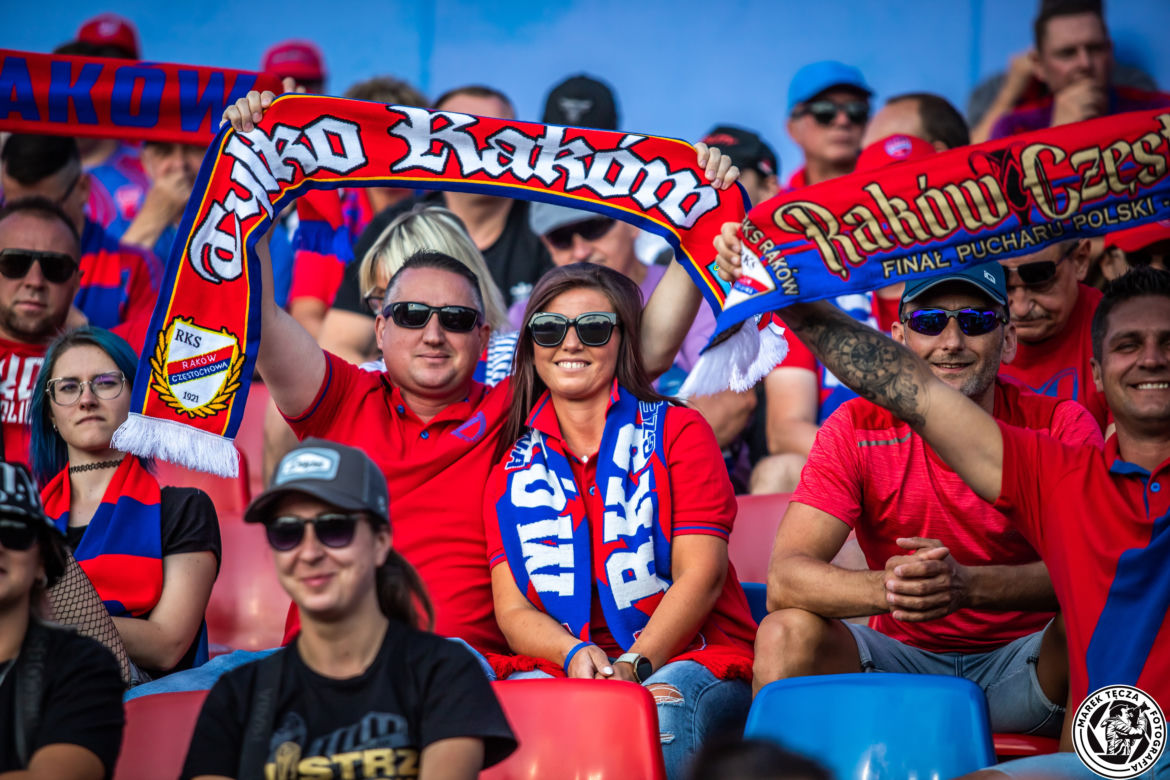 Kibice podczas meczu Raków Częstochowa - Jagiellonia Białystok 