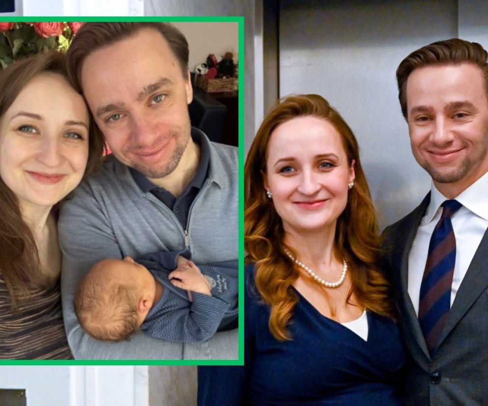 Krzysztof Bosak i Karina Bosak z dzieckiem