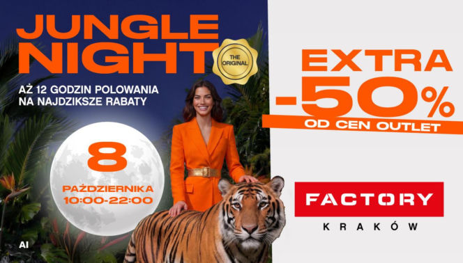 FACTORY Kraków obniża ceny o 50% na 12 godzin.  Startuje jesienne Jungle Night