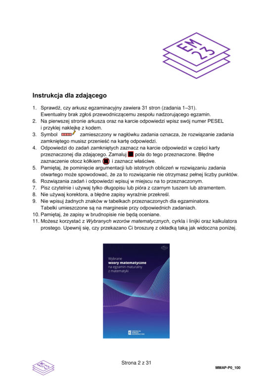 Arkusz CKE nowa formuła 2023 - matematyka podstawowa