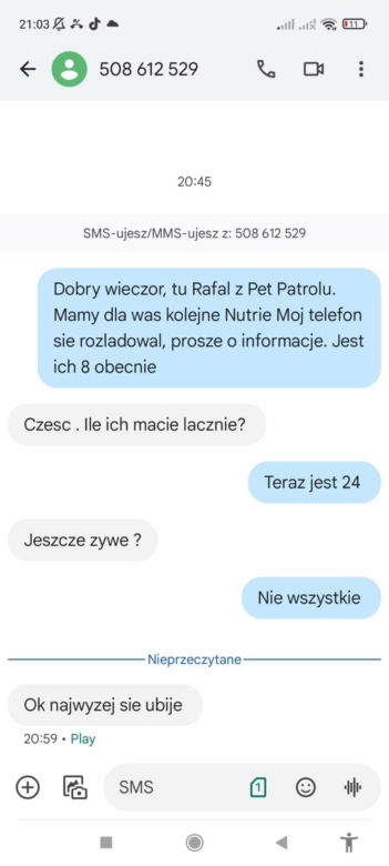 Podszywa się pod wolontariusza fundacji i rozmawia o "ubiciu" nutrii. Pet Patrol w Rybniku: "patrzcie do czego jest zdolna ludzka podłość"