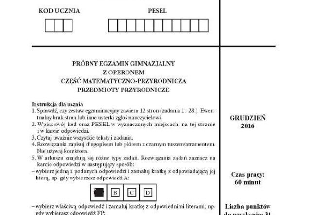 Próbny Egzamin Gimnazjalny Operon 2017 – arkusze, odpowiedzi