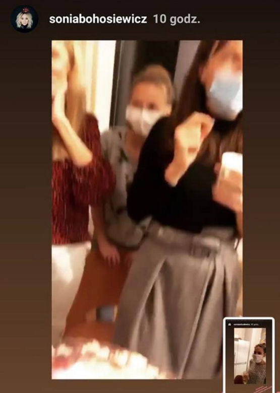 Urodzinowi goście Olgi Frycz w maskach, Co się stało?