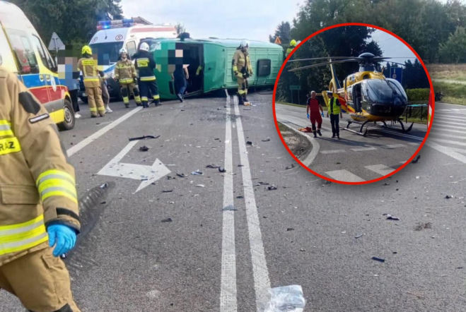 Bus zderzył się z osobówką. Kilkanaście osób rannych. Dramatyczny poranek w Pułankowicach