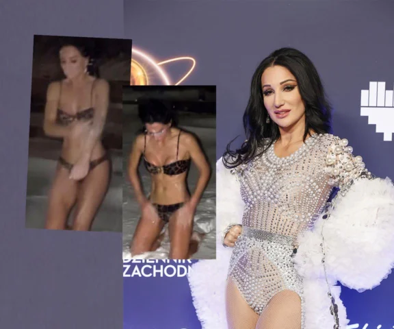 Półnaga Steczkowska wybiegła na śnieg. Została nagrana