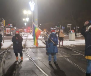 Strajk Kobiet w Gdańsku 1.02.2021. Blokada Huciska przez protestujących