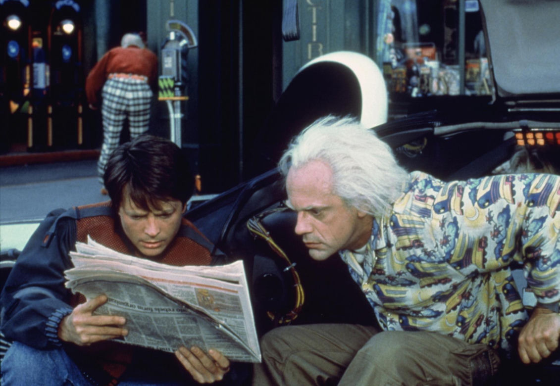 Michael J. Fox i Christopher Lloyd. "Powrót do przyszłości"/"Back to the Future", komedia SF, USA 1985, reż. Robert Zemeckis