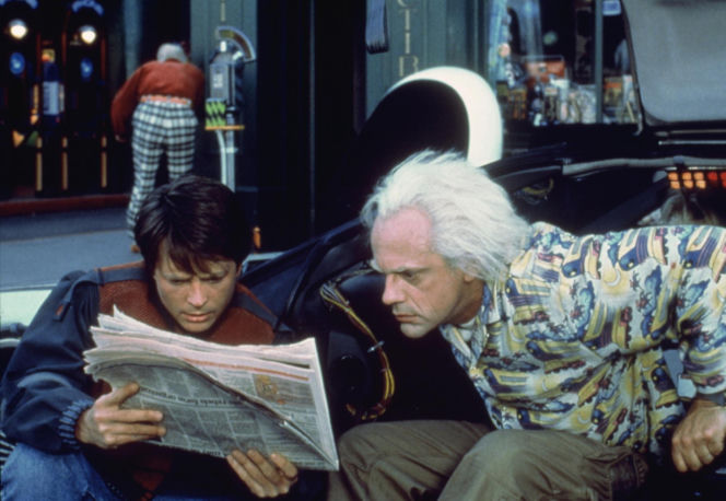 Michael J. Fox i Christopher Lloyd. "Powrót do przyszłości"/"Back to the Future", komedia SF, USA 1985, reż. Robert Zemeckis