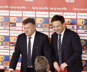 Cezary Kulesza i sekretarz Łukasz Wachowski ogłosili nowego sponsora PZPN