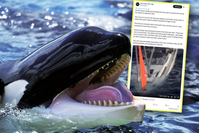 Wieloryby staranowały jacht na środku oceanu! Załoga walczyła o życie przez 18 godzin
