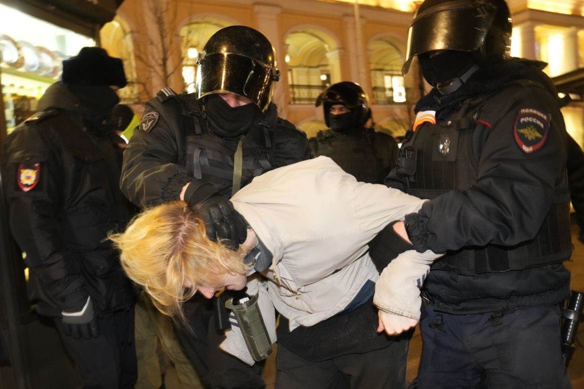Protesty w Rosji przeciwko wojnie z Ukrainą.