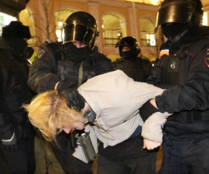 Protesty w Rosji przeciwko wojnie z Ukrainą.