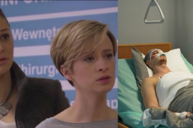 Pierwsza miłość odc. 2090. Sabina (Urszula Dębska), Daga (Anna Szymańczyk), Natan (Krzysztof Kwiatkowski)