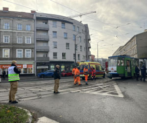 Wykolejenie tramwaju na ulicy Parkowej w Szczecinie