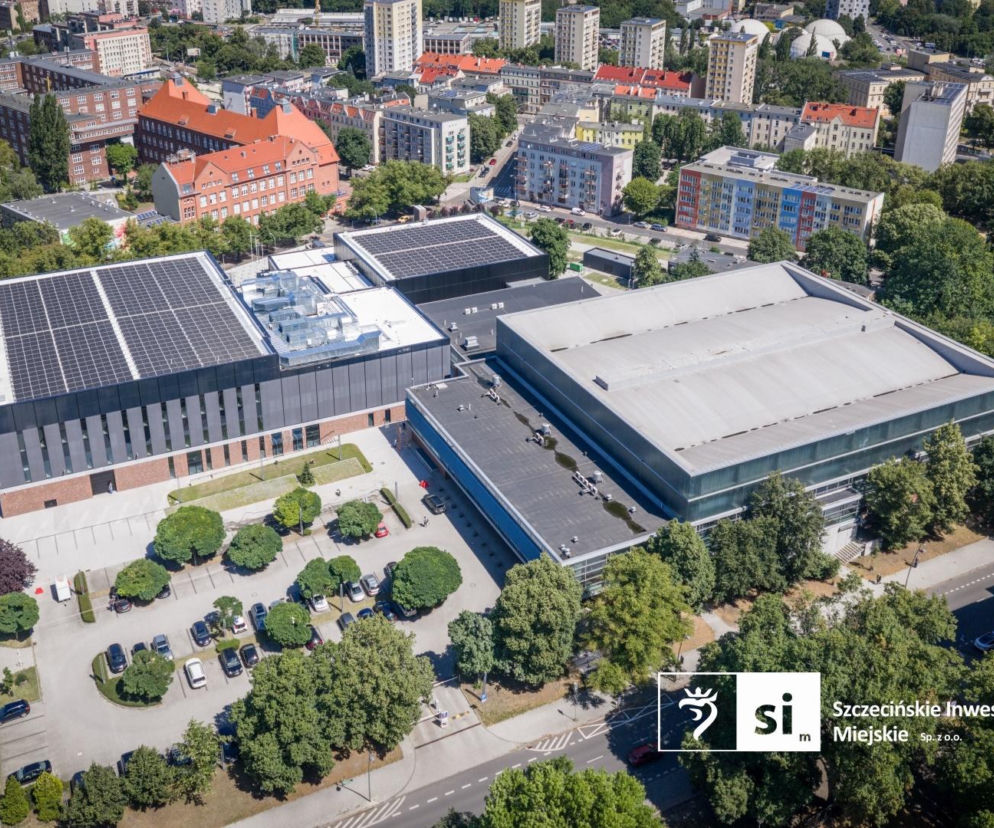 Nowoczesny kompleks Szczecińskiego Domu Sportu z lotu ptaka. O nowej inwestycji przeczytasz w serwisie Architektura.