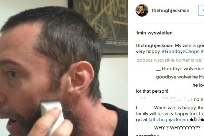 Hugh Jackman zgolił bokobrody