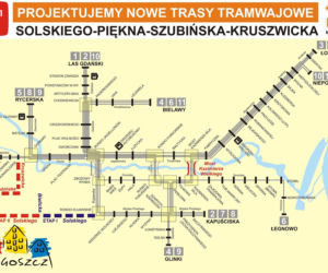 Mapa planowanej trasy tramwajowej na Szwederowo w Bydgoszczy
