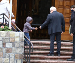 Lech Wałęsa na niedzielnej mszy