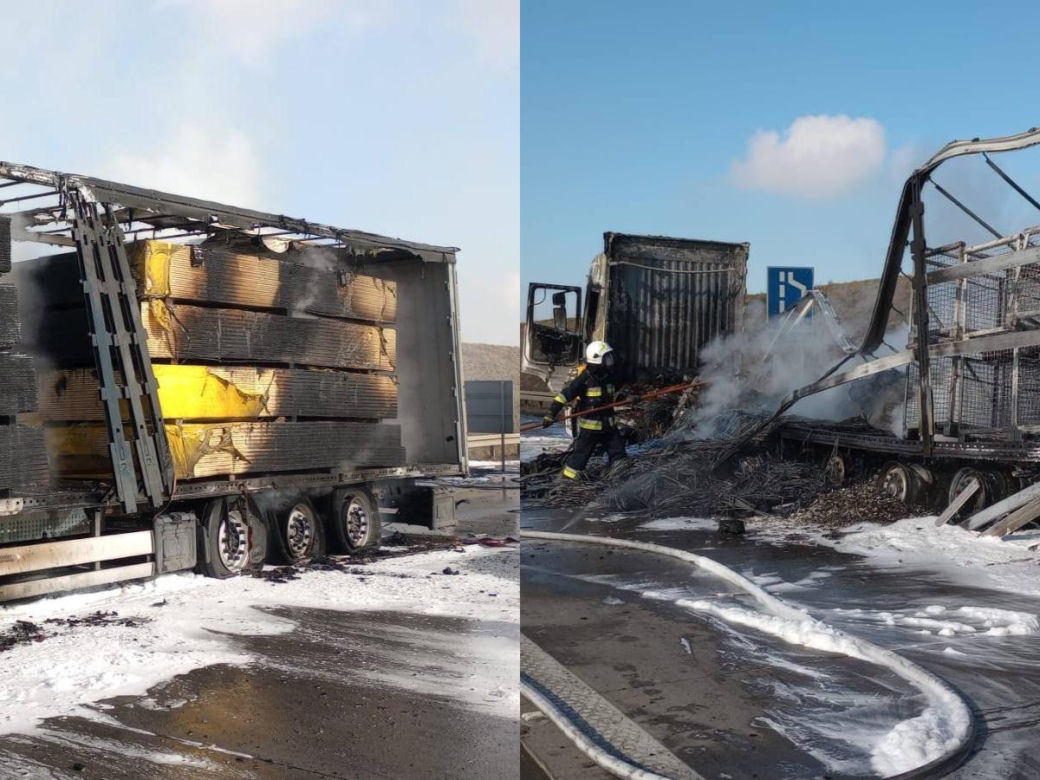 Wypadek i pożar na A4