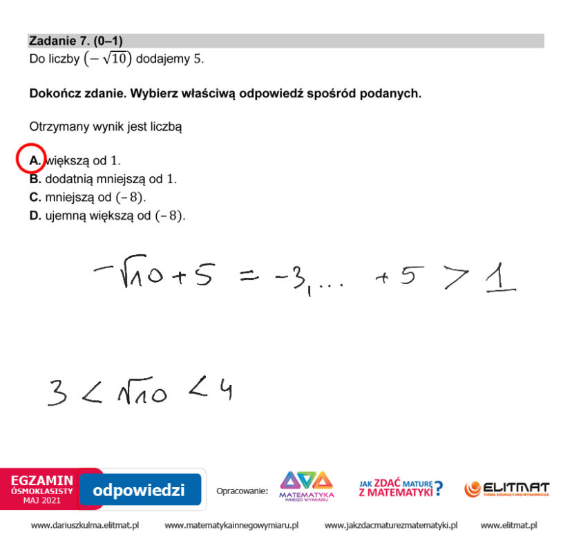 Egzamin ósmoklasisty 2021 matematyka