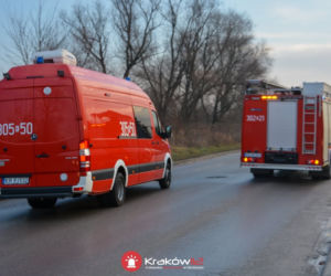 Pożar nad Drwiną w Krakowie