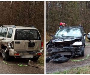 Wypadek na trasie Butryny-Olsztyn. Zderzyły się trzy auta! Są utrudnienia w ruchu [FOTO]