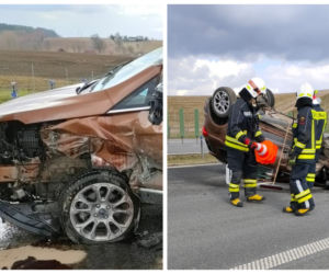 Wypadek na obwodnicy Olsztyna. Auto uderzyło w barierki i dachowało [ZDJĘCIA]