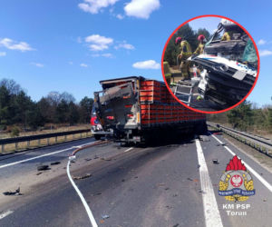 Zderzenie ciężarówek na trasie Toruń-Bydgoszcz. Droga zablokowana!