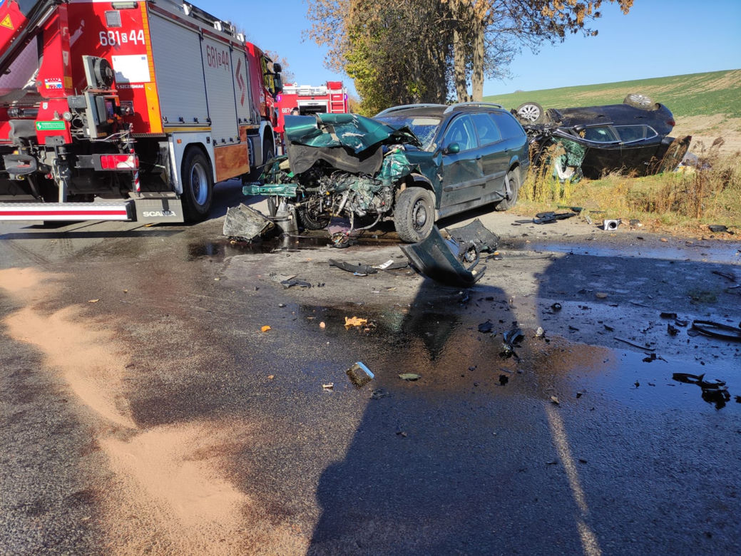 Wypadek trzech samochodów w Zawierciu 