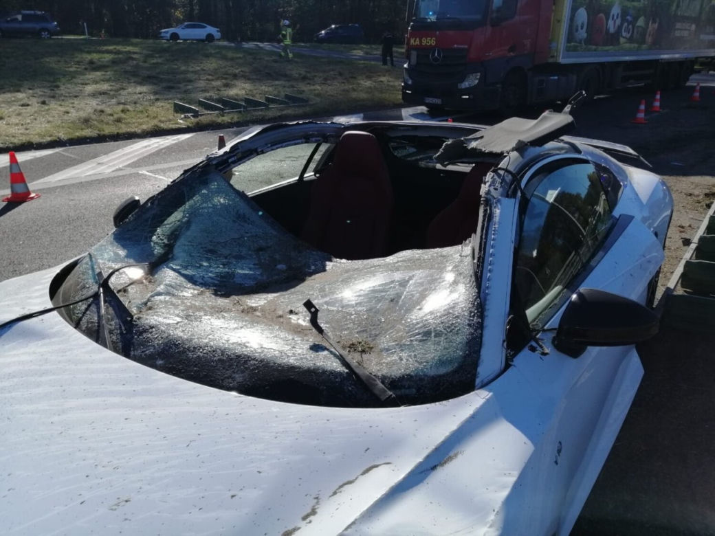 Audi R8 V10 rozbite na obwodnicy Tarnowa