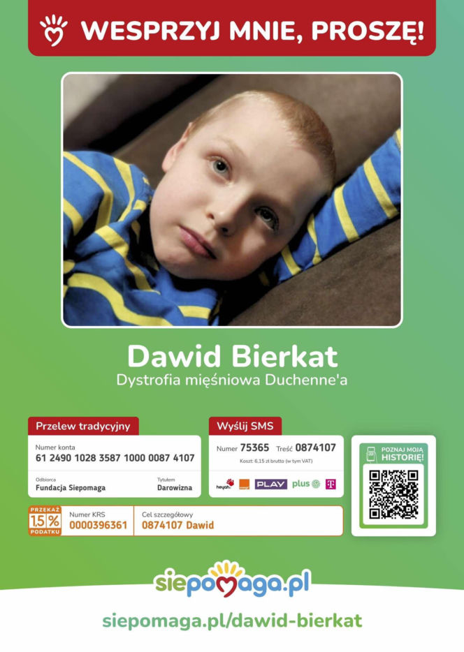 Chory na DMD Dawid Bierkat potrzebuje wsparcia! Pomożecie?