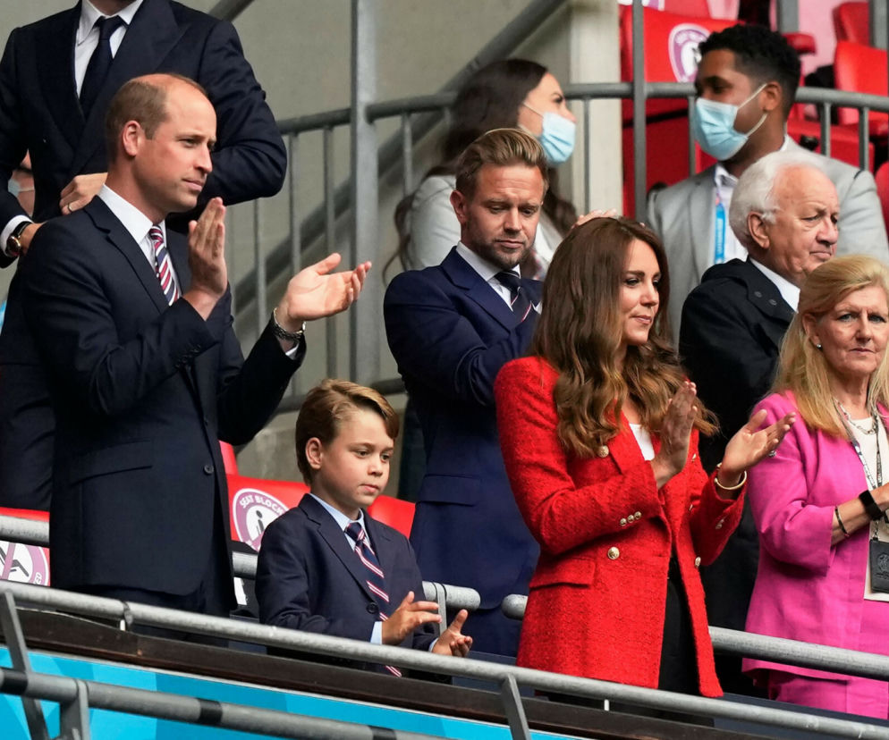 Książę William, księżna Kate i mały książę George na meczu EURO 2020