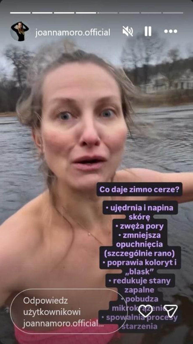 Fani drżeli o jej zdrowie, a ona… wskoczyła do lodu. Szokujące nagranie Joanny Moro!