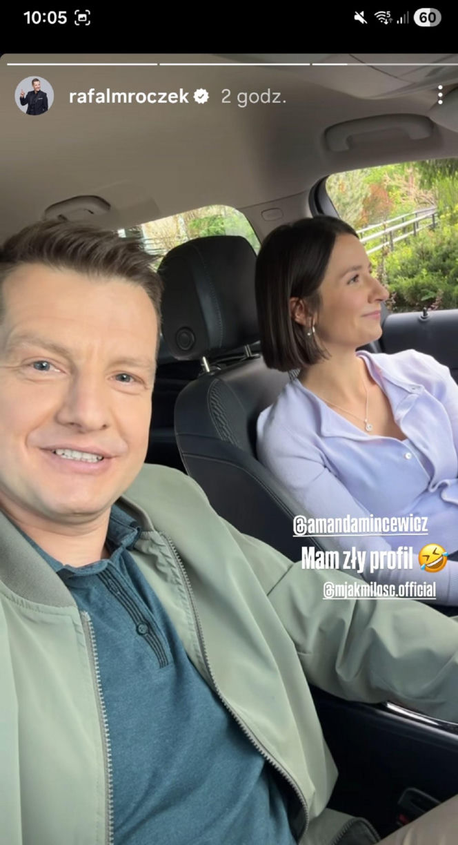 M jak miłość po wakacjach. Agnes (Amanda Mincewicz), Paweł (Rafał Mroczek) na planie