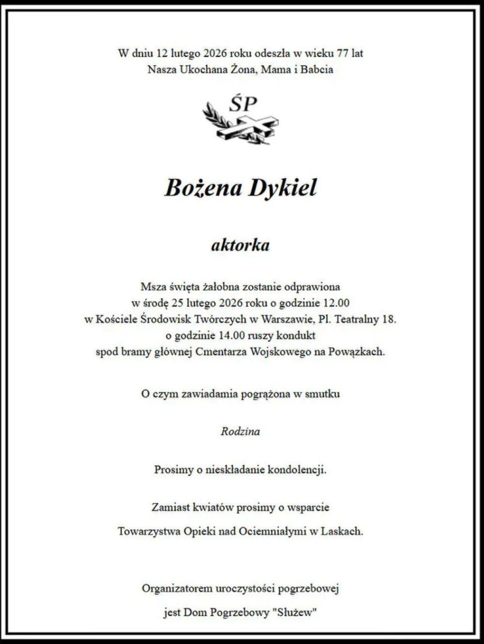 Nekrolog Bożeny Dykiel