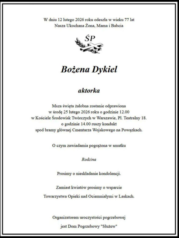 Nekrolog Bożeny Dykiel